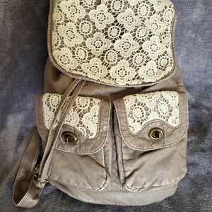 Mudd Tan and Cream Lace Backpack